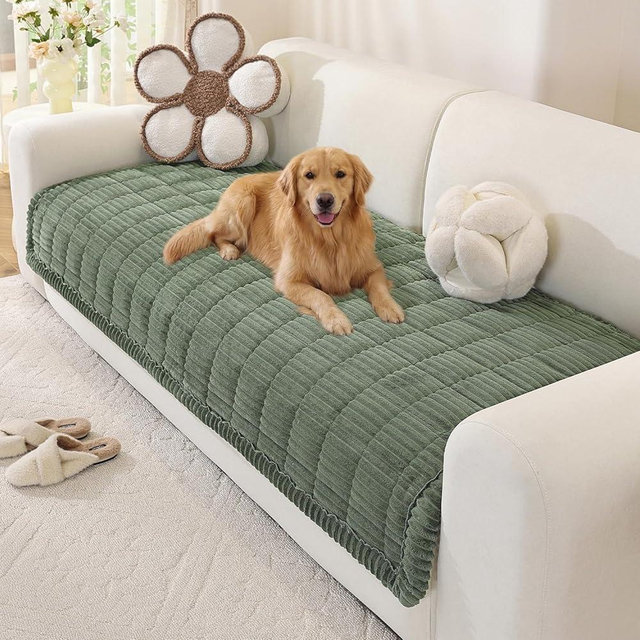OstepDecor Washable Couch Cover for Dogs, Thick Pet Friendly Sofa Covers, Soft Couch Protector, Paw Cart Sofa Slipcovers, Cushion Protector for Leather, Sectional, Loveseat (35.4" x 70.9", Green)