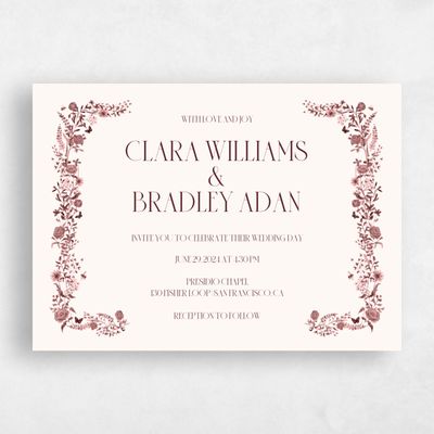 Maroon, Red Wedding Invitation - Merryton Landscape
