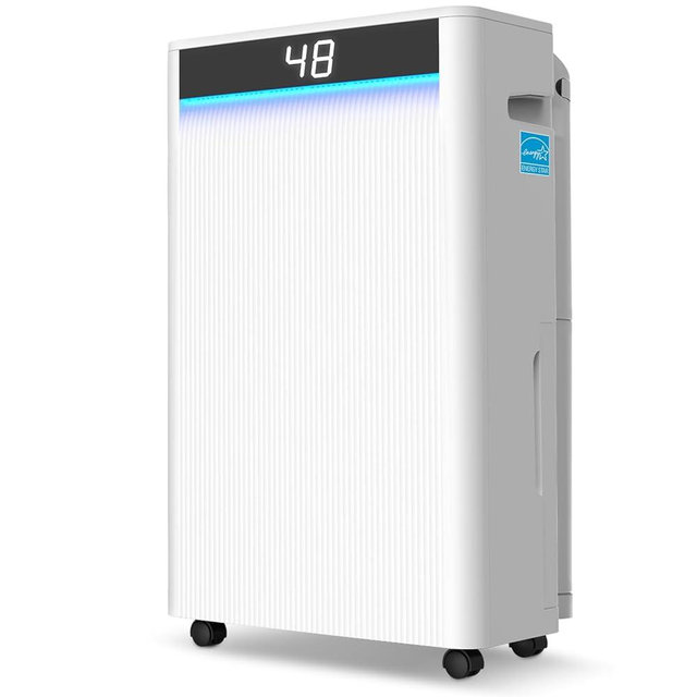 KeepGlad 5,000 Sq.Ft 2025 Energy Star Max 95 Pint/Day Dehumidifier for Basement, Bedroom, Home, Bathroom, Smart Compressor Dehumidifier with Drain Hose, Intelligent Humidistat