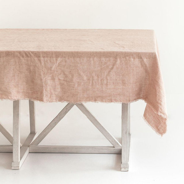 Stone Washed Linen Tablecloth - Blush