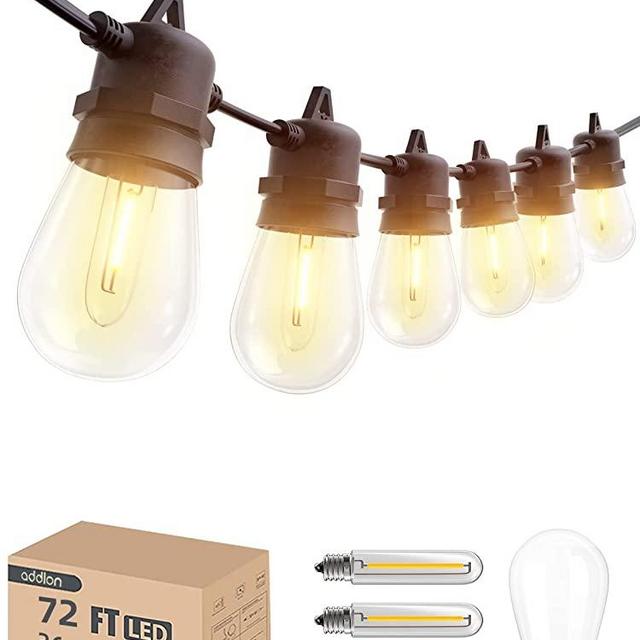 addlon 72FT(2FT Space) LED Outdoor String Lights with 39 Dimmable Edison Shatterproof Bulbs(3 Spare), Heavy-Duty Strand, UL Listed, Decorative for Garden, Patio