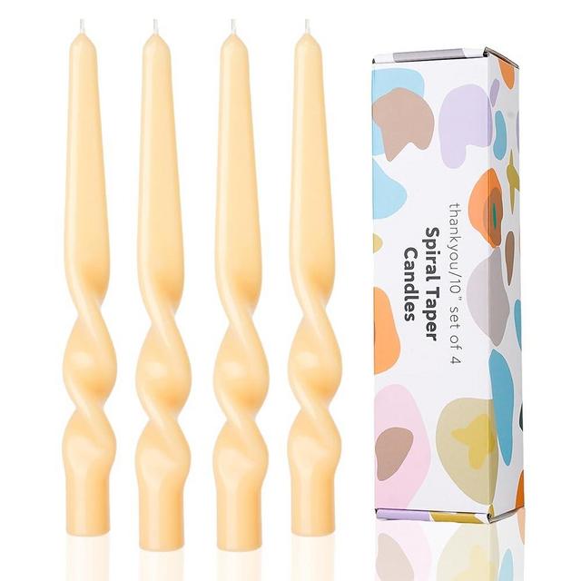 LPUSA Ivory Taper Candle CandlesStick Twisted for Holiday Wedding Party Wax Unscented Dinner Candle Dripless,Christmas Gift H 10 Inch, 4pcs（Ivory-A）