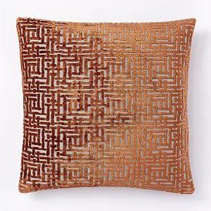 Allover Crosshatch Jacquard Velvet Pillow Cover, 20"x20", Copper