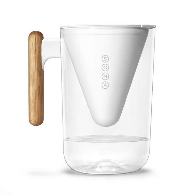 Soma 10-cup Pitcher, 80 oz Filtered Water Pitcher, White + 2-Pack Filter