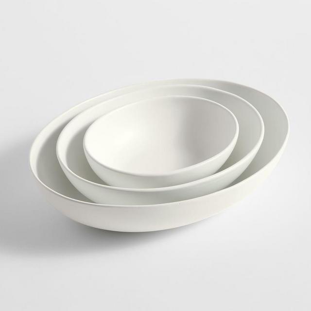 Mason Stoneware Oval Nesting Serving Bowls, Set of 3 - True White