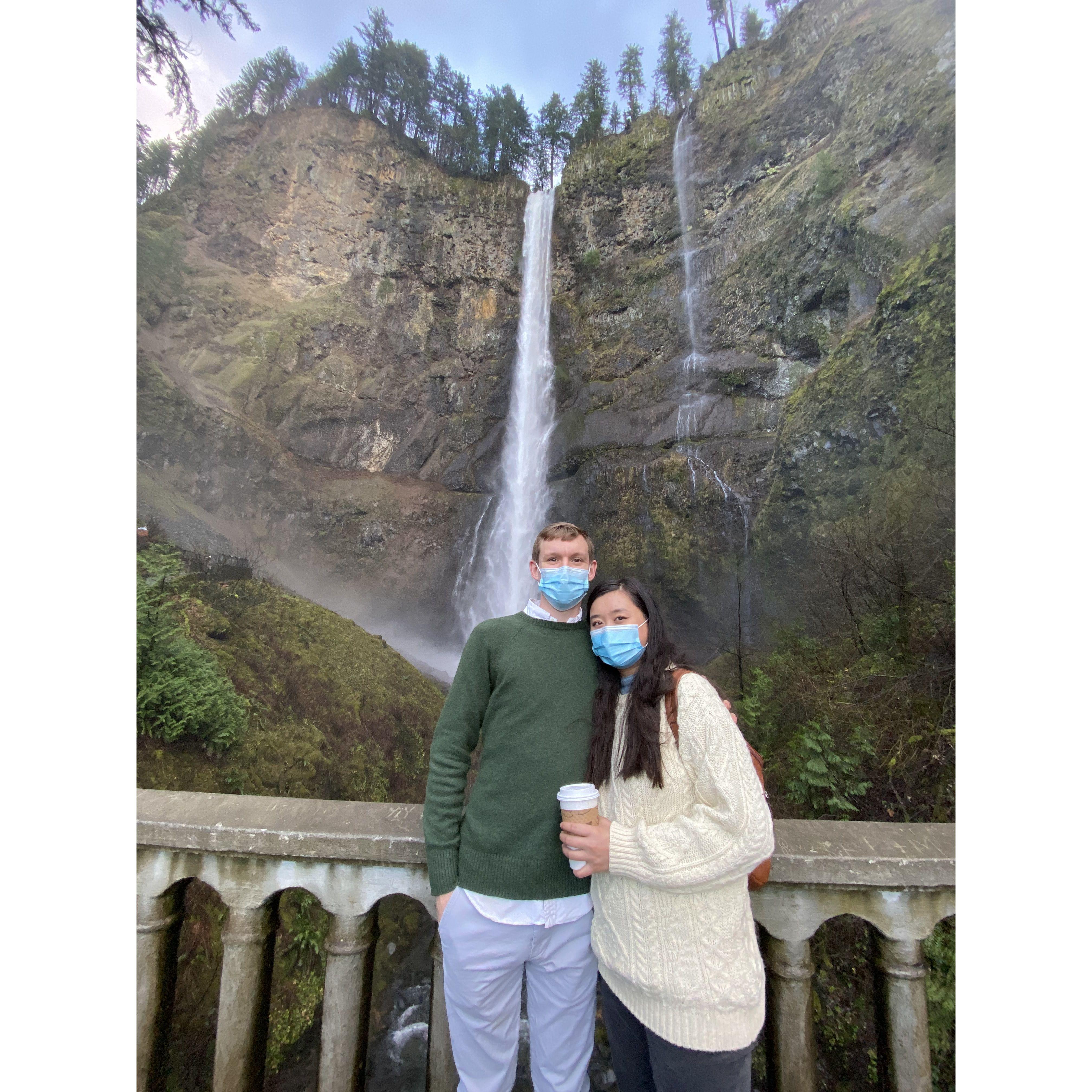 Luke and Hannah visiting Multnomah Falls