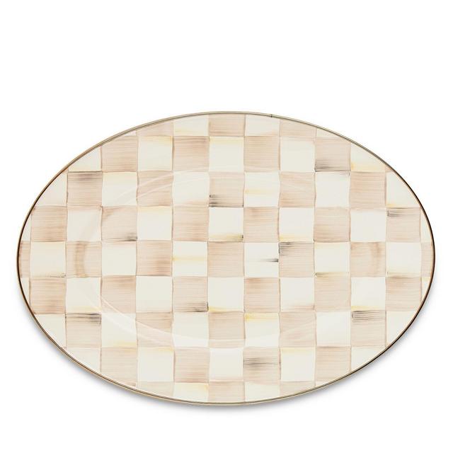 MacKenzie-Childs Mocha Check Small Oval Platter