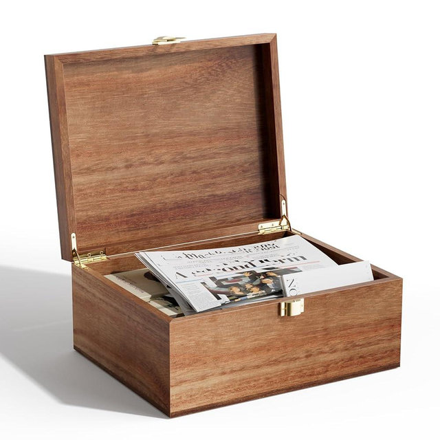 Yaoyiizy Wooden Keepsake Box, Acacia Memory Box with a Hinged Lid, Wooden Storage box, for Picture Letter Time Capsule - Wooden Gift Boxes