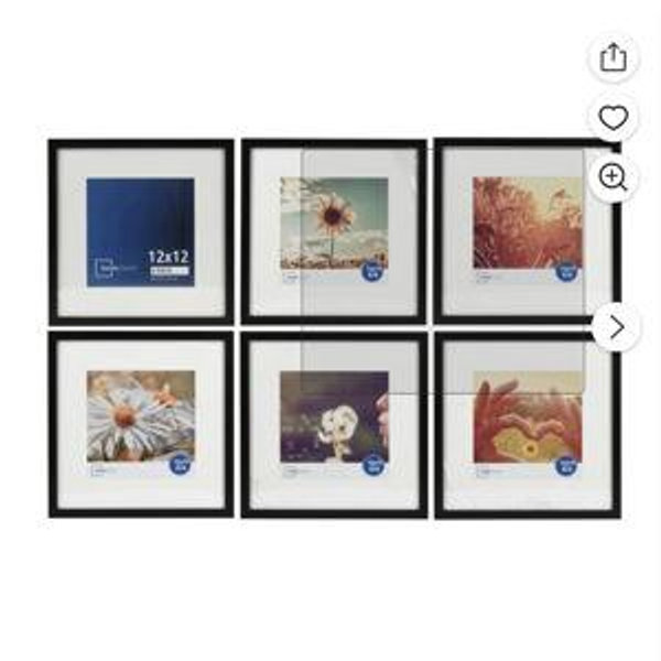 Mainstays 8x8 Matted Black Picture Frame Set of 6 for Gallery Wall Photos