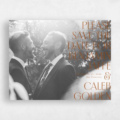 Dark Rust, Brown Wedding Save the Date - Mendoza Photo
