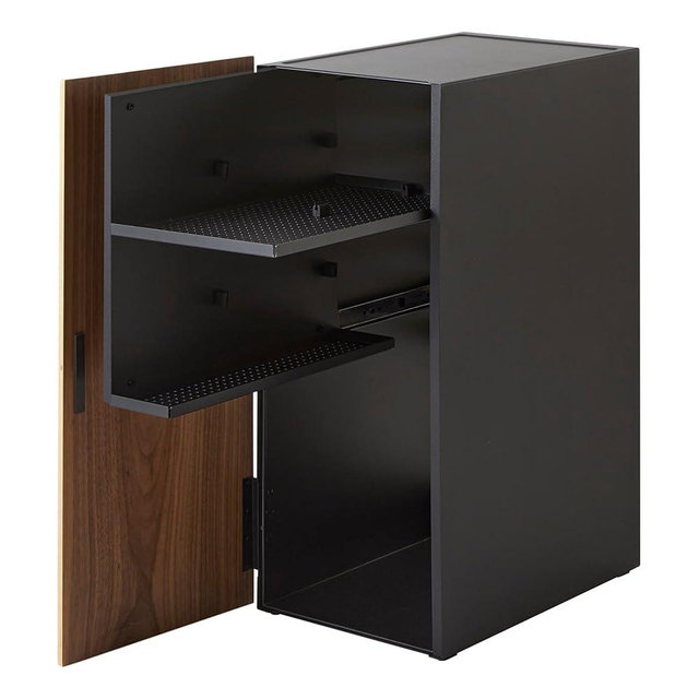 Yamazaki Home Tower Large Capacity Game Console Rack – Organize Controllers, Pull-Out Shelf, Cable Management - Steel