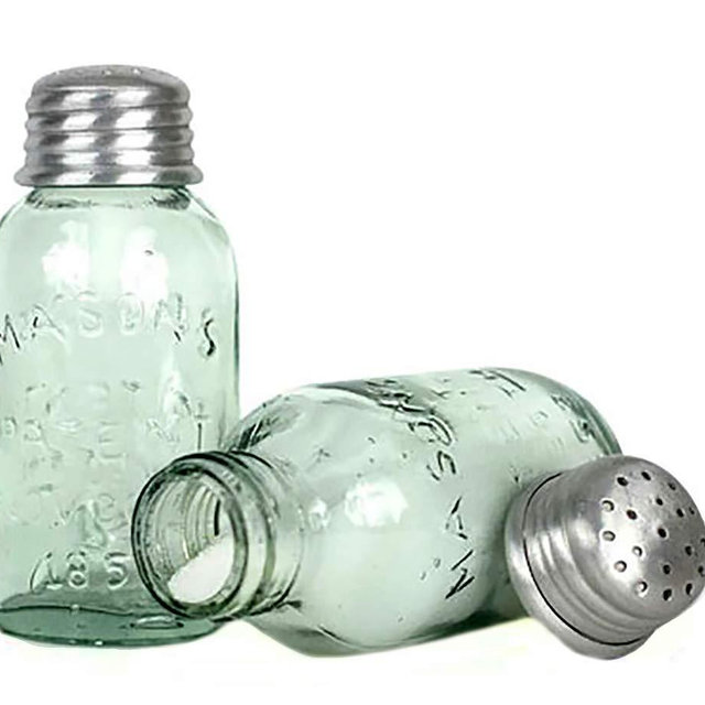 Set of 2 Glass Mason Jar Salt and Pepper Shakers
