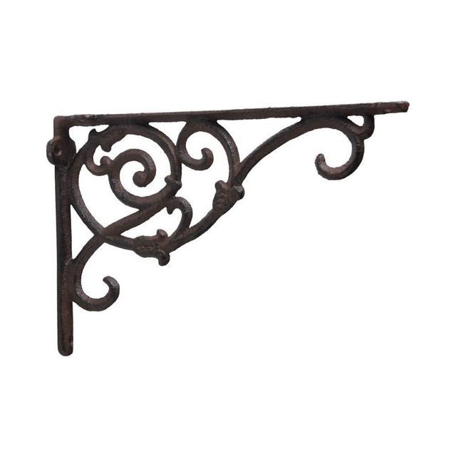 BRASSTAR Decorative Cast Iron Wall Shelf Bracket Ornate Vine Rust Rustic Cast Iron Wall Hanger Antique Replica Rust Color Wall Decorations PTZD004-02