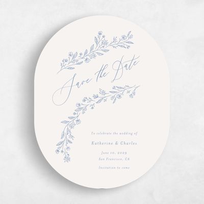 Blue Oval Wedding Save the Date - Miette Portrait
