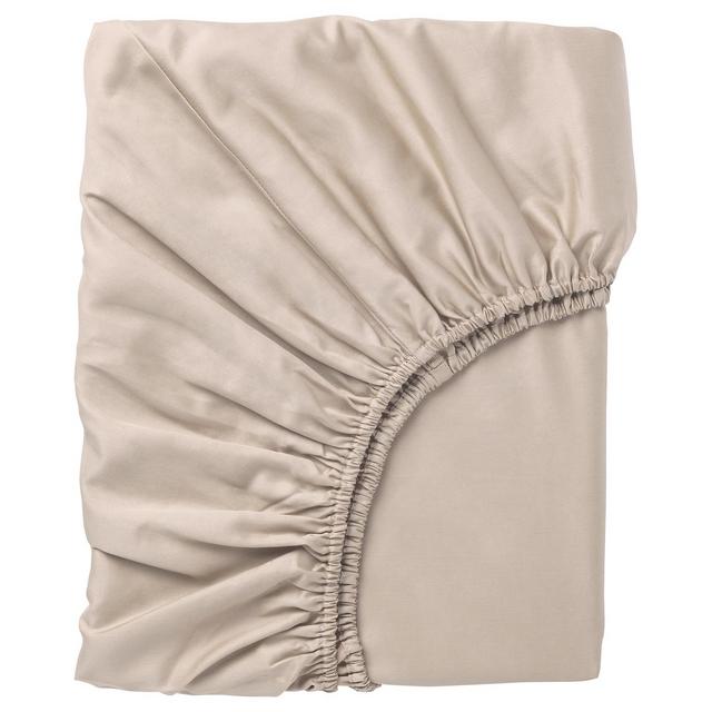 NATTJASMIN Fitted sheet, light beige, King
