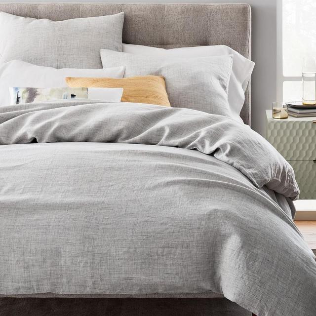 Belgian Flax Linen Duvet Cover - Full/Queen in Frost Gray