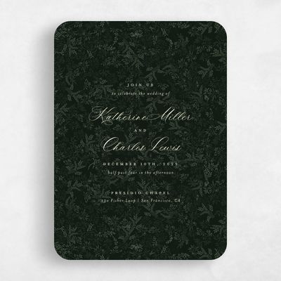 Green Rounded Wedding Invitation - Emma Portrait