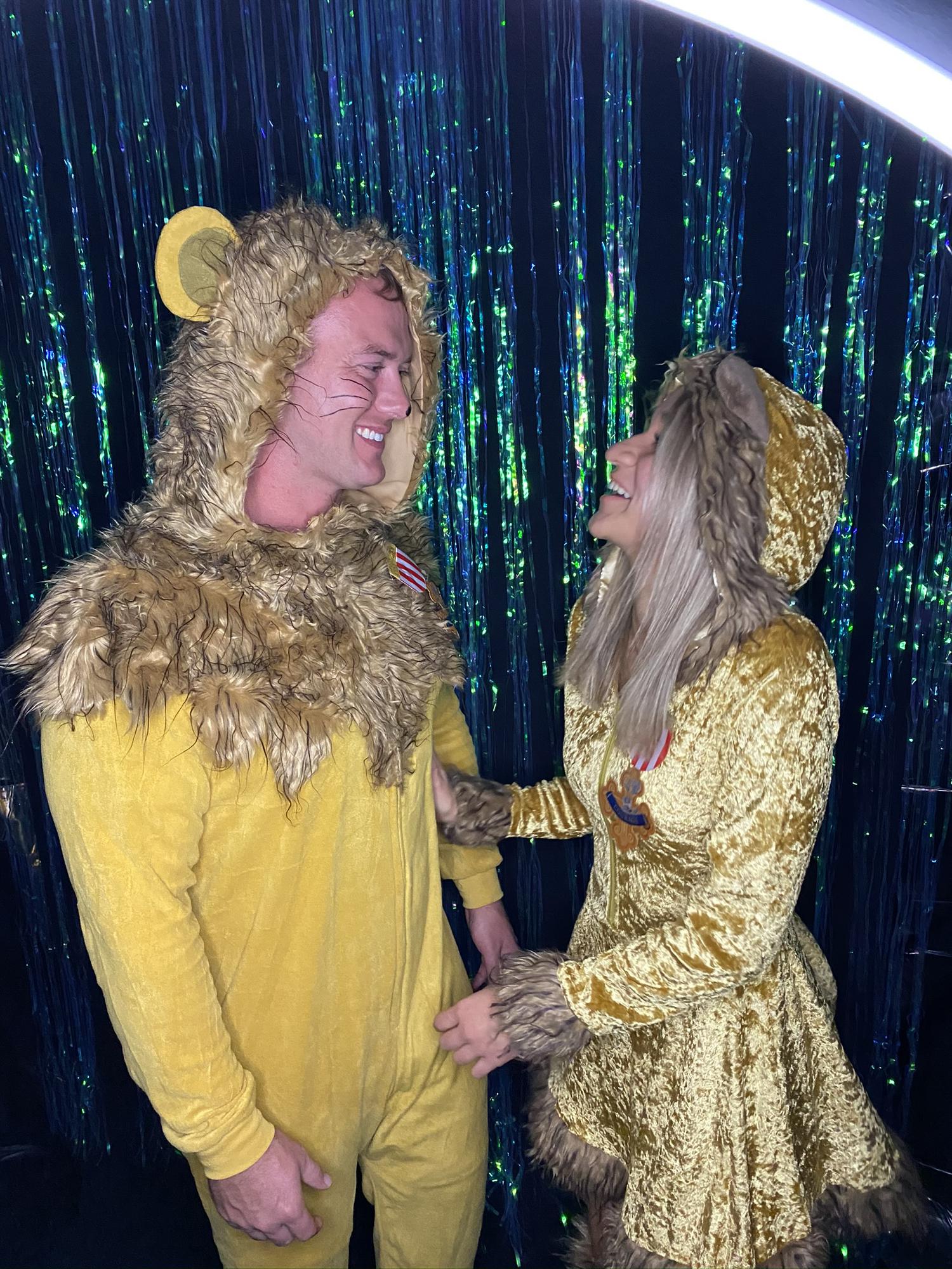 Halloween where they dressed as the cowardly lion from The Wizards of Oz.