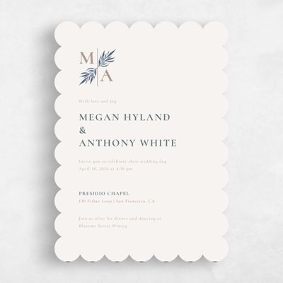 Beige Scalloped Wedding Invitation - Cappell Portrait
