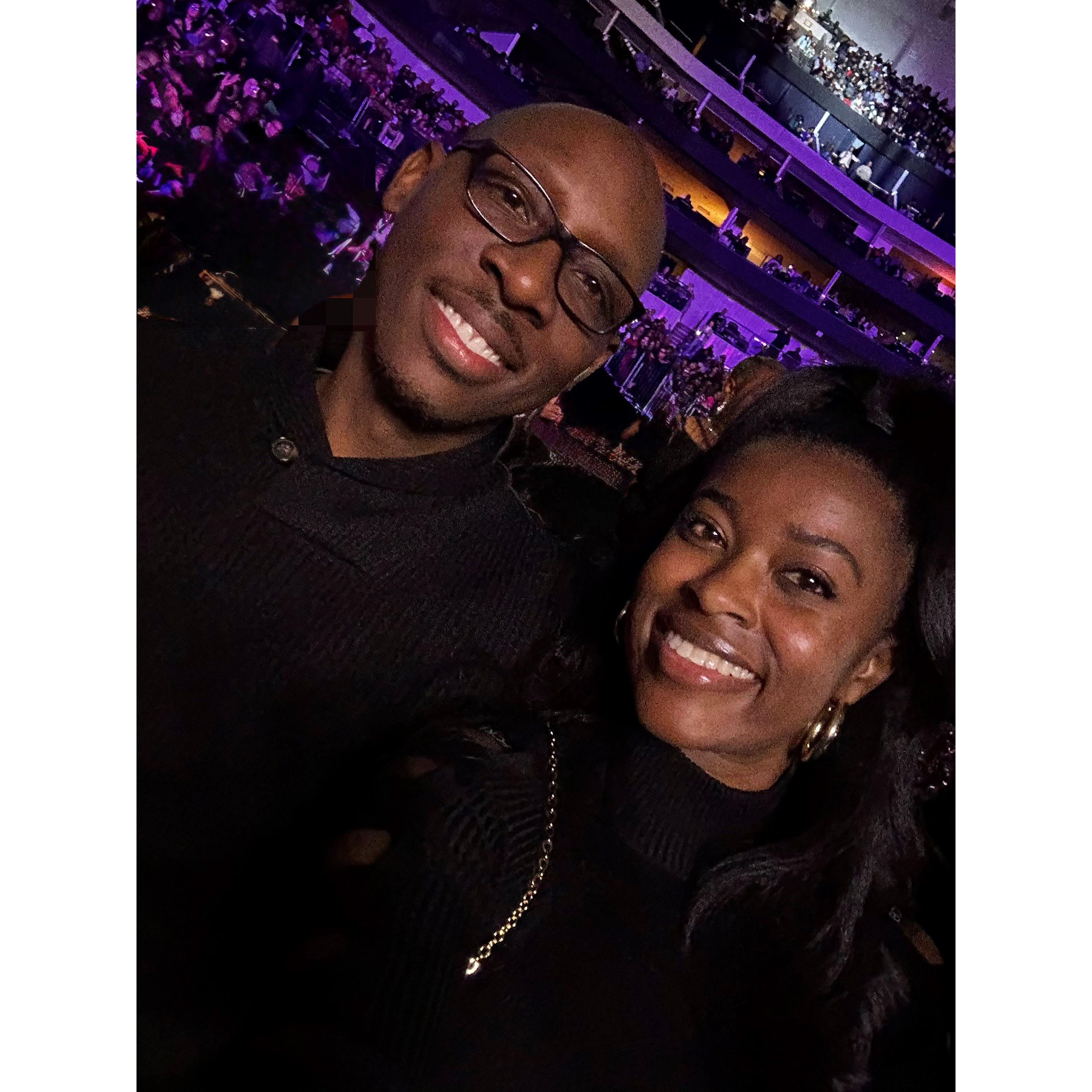 Anita Baker concert... "Dreams are dreams, some dreams are come true. I found a real dream, baby when I found you."
