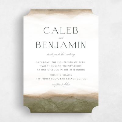Brown Ticket Wedding Invitation - Dew Portrait