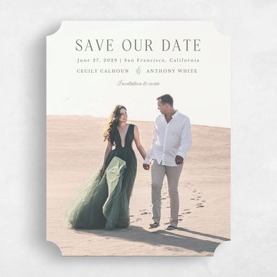 Green Ticket Wedding Save the Date - Bianca Photo