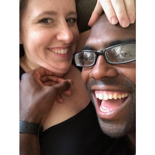 Alonza getting a kick out of trying to give me a double chin (successfully!)