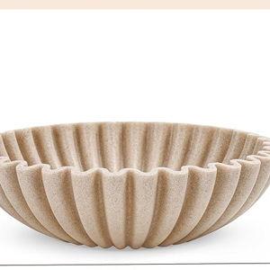 YMXYJM Large Decorative Bowl, Modern Handicraft Bowls for Home Decor, Decorative Fruit Bowl for Kitchen Counter, Ruffle Decor, Stylish Key Bowl for Entry Table, Artificial Stone Beige