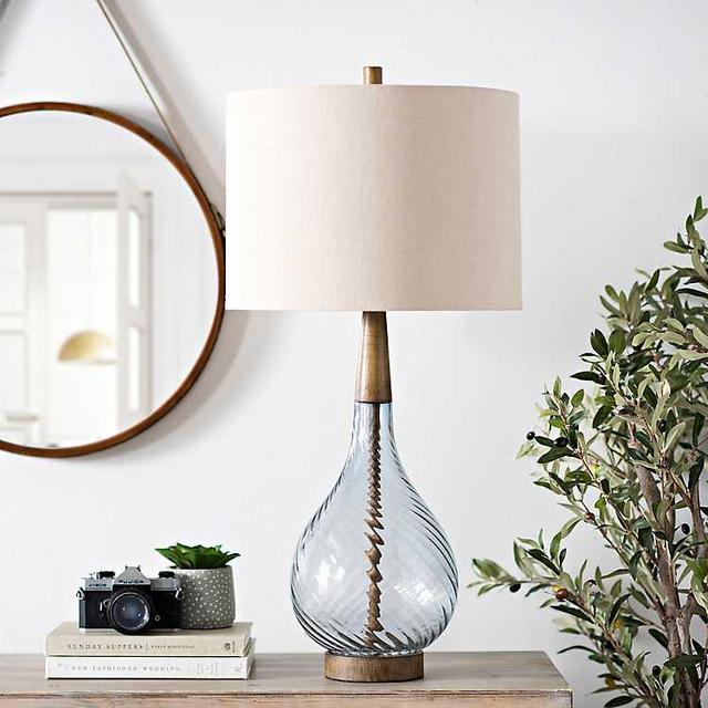 Dusty Blue Nora Glass Table Lamp
