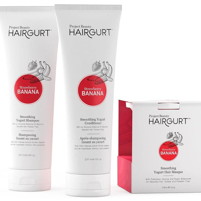 Hairgurt Strawberry Banana Smoothing Hair Care Set – Shampoo + Conditioner + Mask – Frizz Control for Color-Treated Hair – Natural & Sulfate-Free