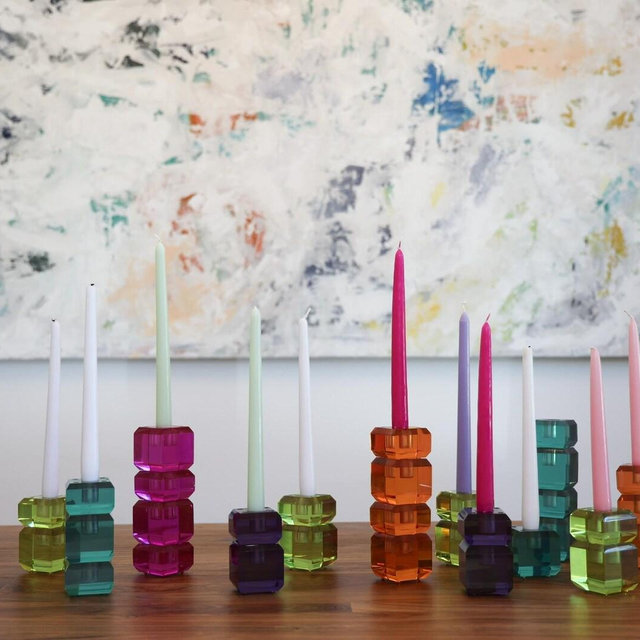 Stackable Resin Candle Holders • Modern Colorful Centerpiece
