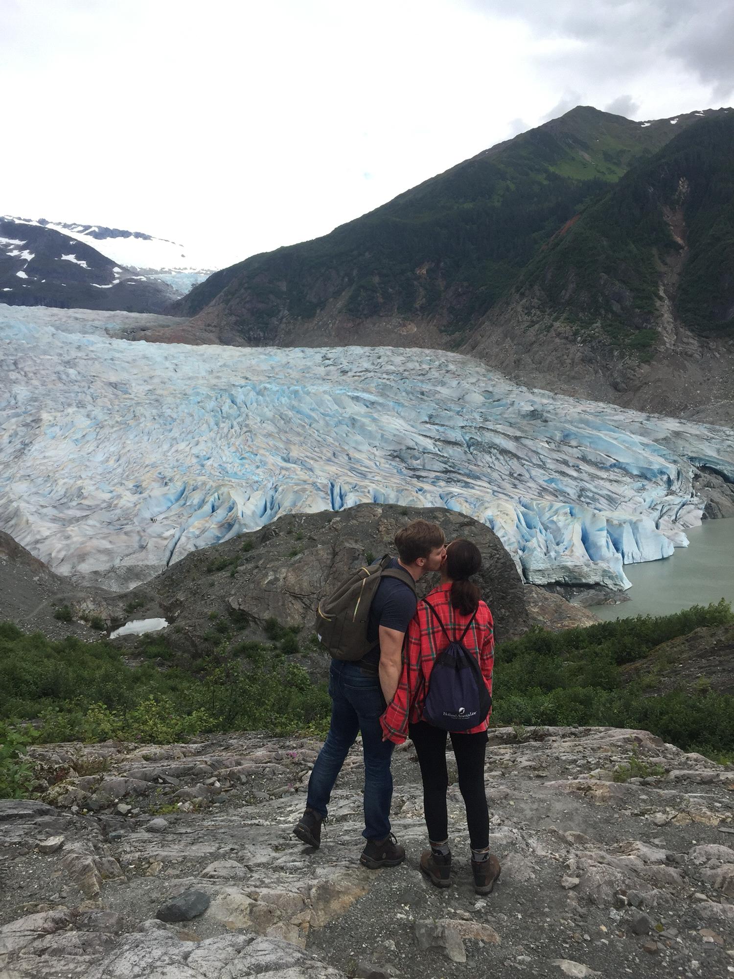 Mid-hike to the Mendenhall Glacier in Juneau, Alaska
