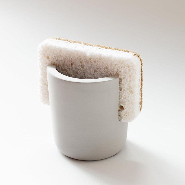 Selegna Diatomite Sponge Holder - Quick Dry Kitchen Sink Organizer - Fast Absorbing Stone Drying Caddy -Dish Sponge Holder for Kitchen Sink, Diatomaceous Earth Sponge Holder (Light Grey, Large)