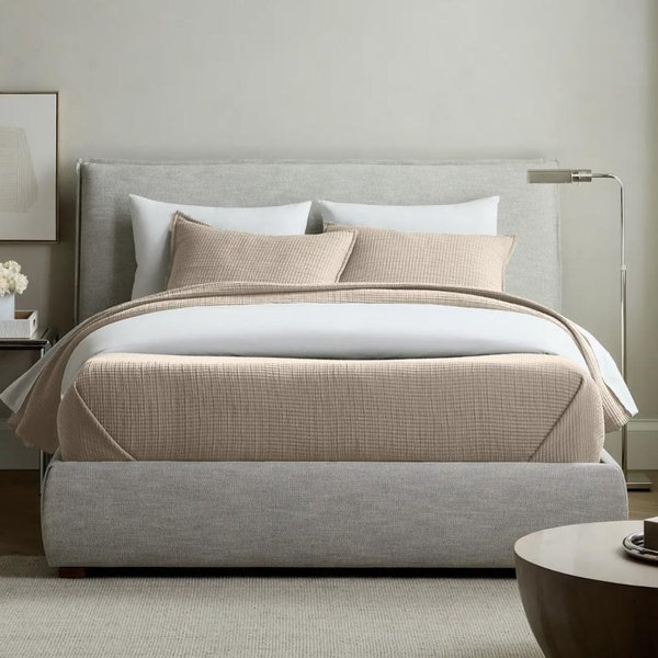 Organic Ribbed Cotton Coverlet Set - Toffee, Full/Queen