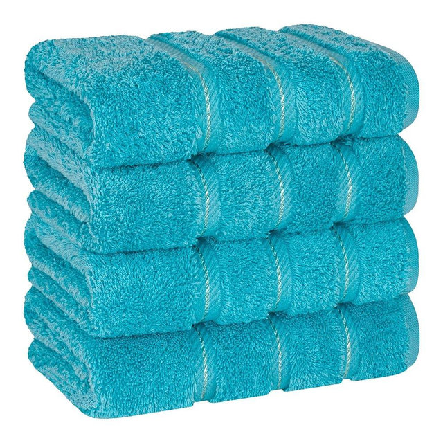 American Soft Linen Luxury Hand Towels for Bathroom, 100% Cotton Turkish 4 Piece Hand Towel Set, 600 GSM Hand Face Towels for Kitchen, Aqua Blue Hand Towels