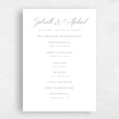 White Simple Wedding Program - Conques