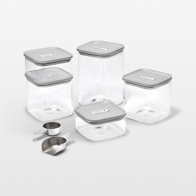 Caraway ® Grey Airtight 14-Piece Glass Food Storage Container Set with Plastic and Silicone Lids
