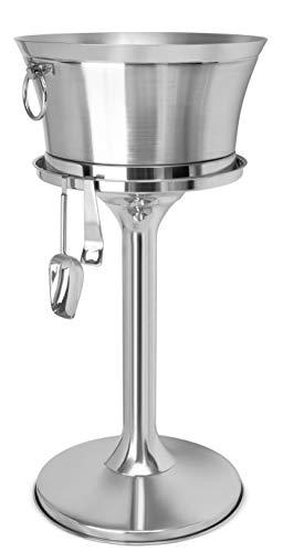 BirdRock Home Metal Beverage Tub with Stand, Scoop and Bottle Opener - 18/8 Stainless Steel Double Wall Ice Beverage Cooler - Drink Beer Wine Ice Bucket with Handles - House Party Events Container Bin
