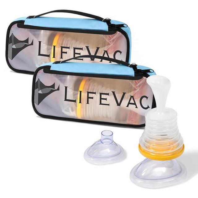 LifeVac Blue Travel Kit 2 Pack - Portable Suction Rescue Device, First Aid Kit for Kids and Adults, Portable Airway Suction Device for Children and Adults
