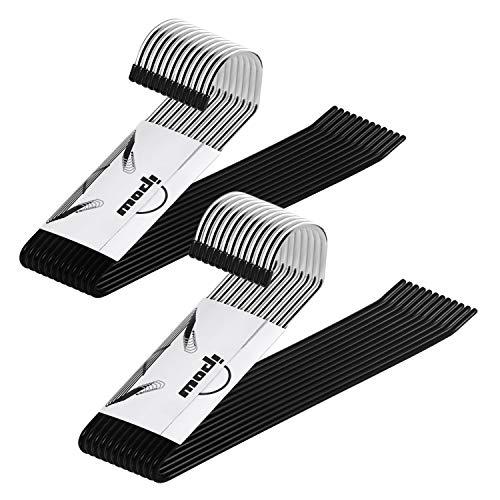 IPOW Pants Hangers 24 Pack Heavy Duty Hangers Open Ended Metal Pant Hangers Jeans Hanger Trouser Slack Hangers Space Saving Pants Hangers Anti-Rust Chrome Metal Non Slip Rubber Coating Easy Slide