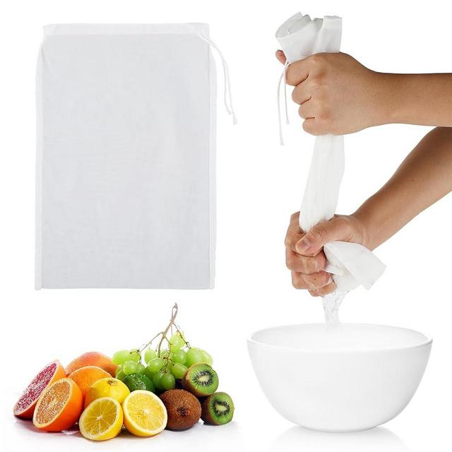 WLLHYF 4 Pack Nylon Nut Milk Bag 12×8 Inches Fine Mesh Cheese Cloth Multiple Usage Reusable Food Strainer Professional Cold Brew Filter for Straining Fruit Juice Coffee Tofu Greek Yogurt Tea (20×30cm)
