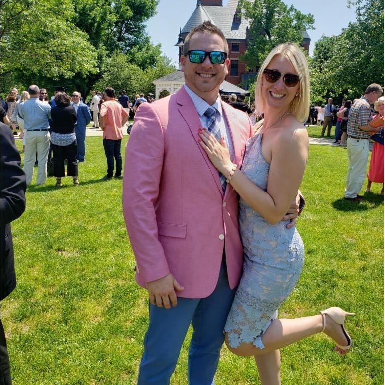 We clean up nice! Celebrating Christine's cousin Charlie's Graduation at Gettysburg College.