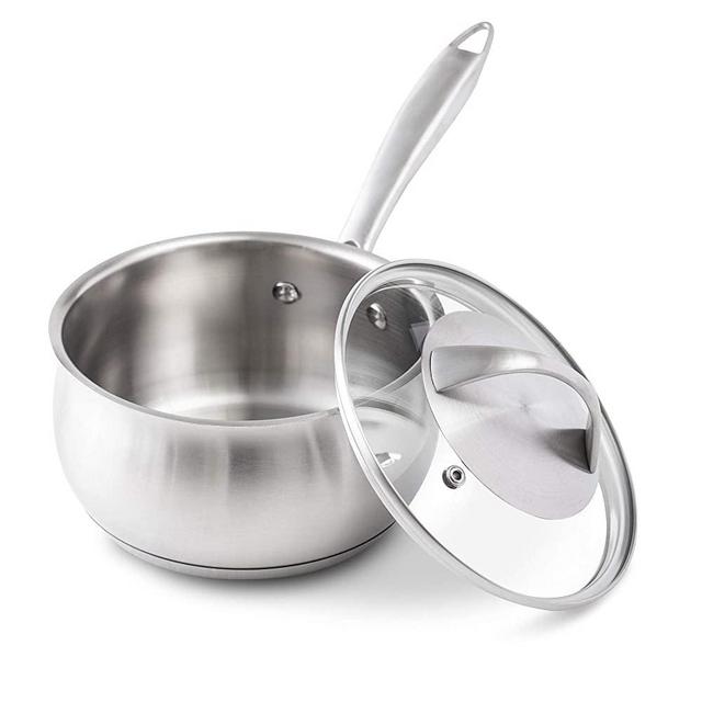 Saucepan Stainless Steel, ROCKURWOK 2 qt Saucepan Small Pot for Cooking with Lid, 2 Quart