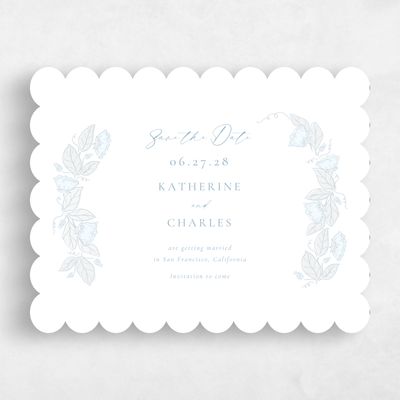 Blue Scalloped Wedding Save the Date - Bennett Landscape
