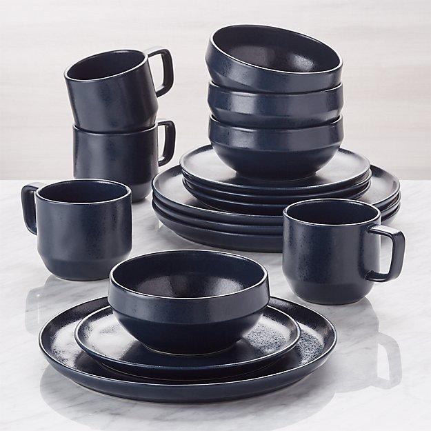Visto 16-Piece Navy Stoneware Dinnerware Set
