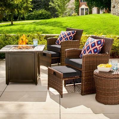 Halsted 6pc Wicker Patio Fire Chat Set - Charcoal - Threshold&#8482;