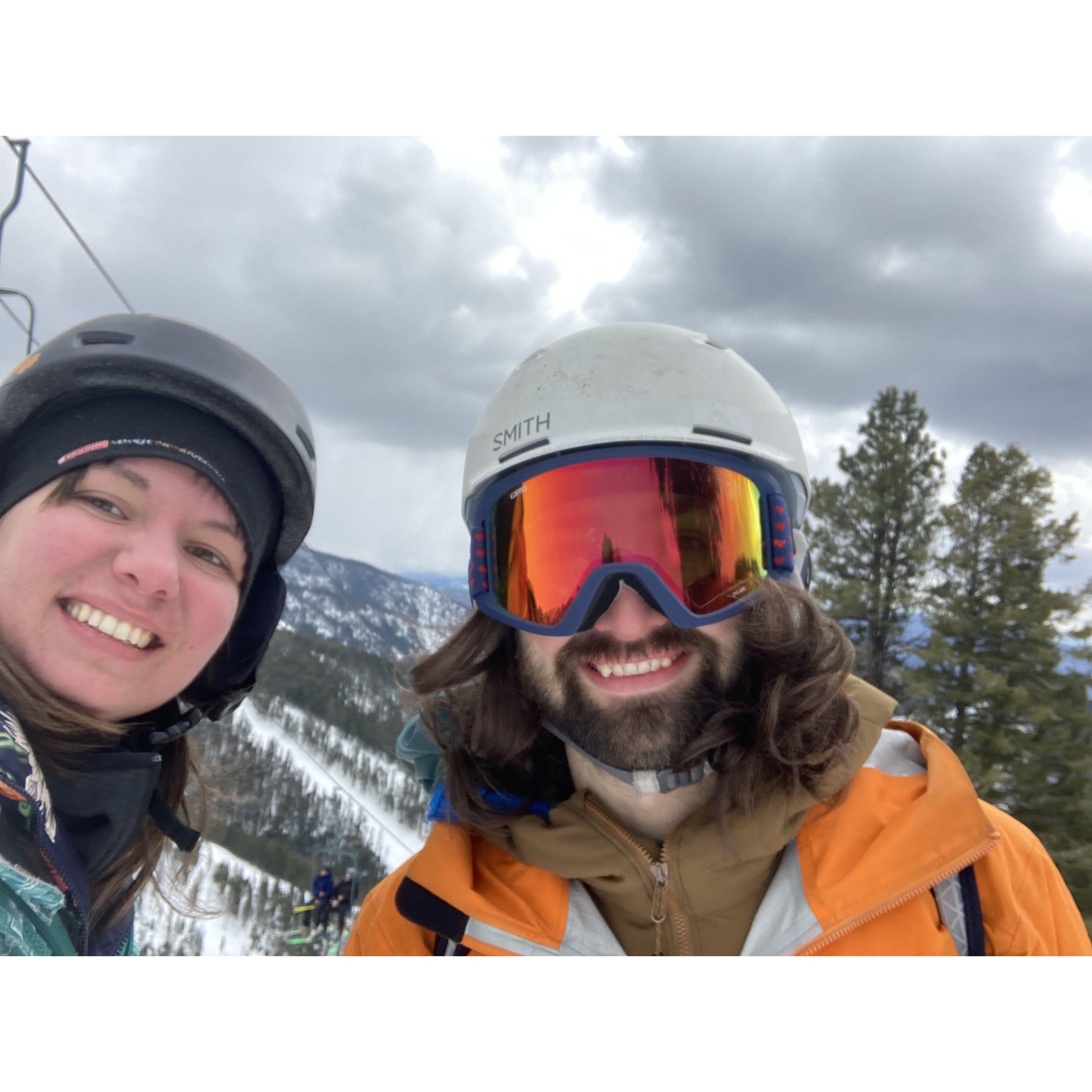 Raphael encouraged Colette to get into skiing, and they've enjoyed many days on the slopes since!