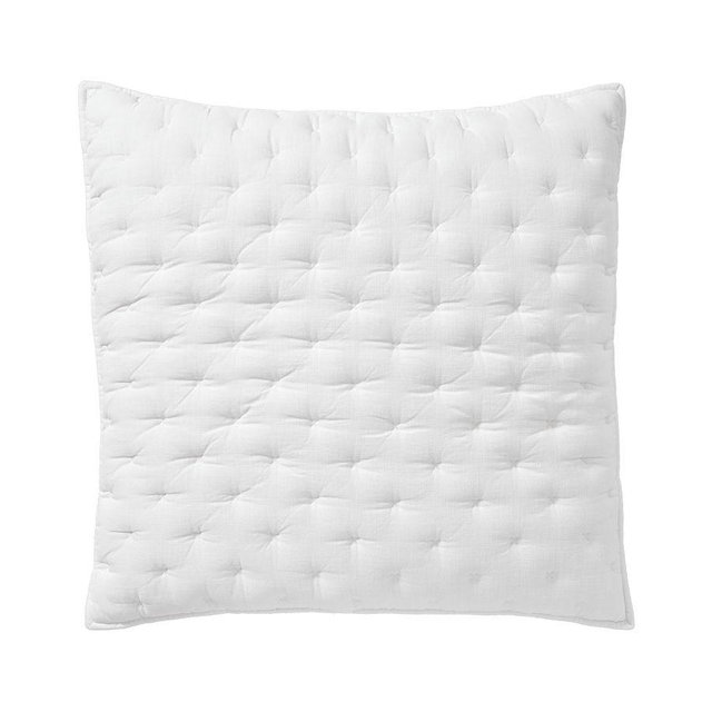 Cotton Cross Stitch Quilted Sham, White, Euro