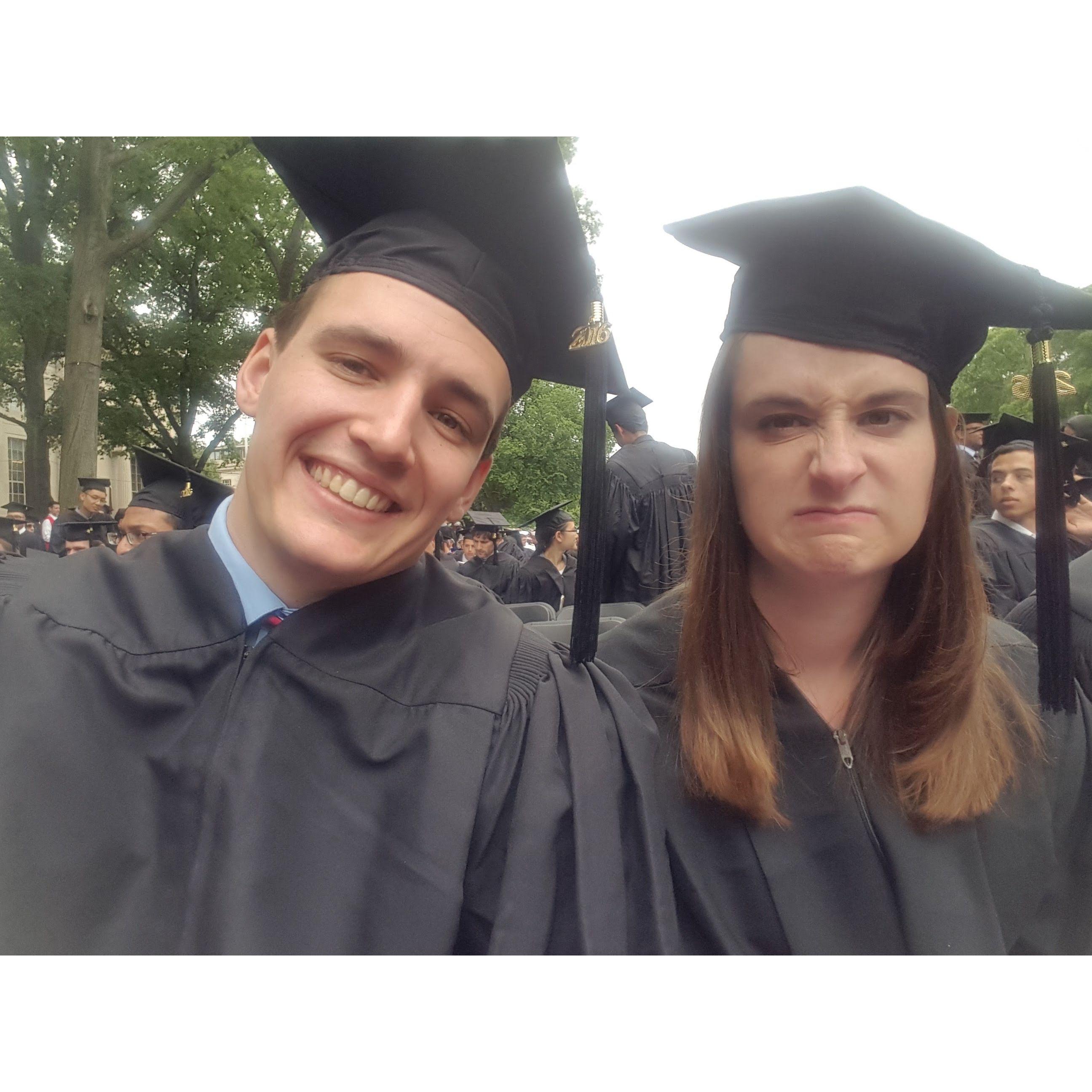 We still have fun even when Laura is in a grumpy mood! Here she is stressed for our Masters graduation, which happened to be the one ceremony we could attend (thanks Covid!)