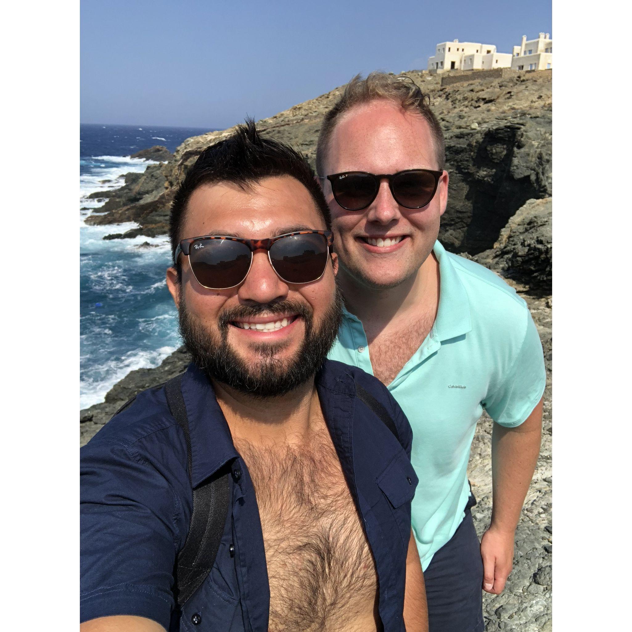 We drove around Mykonos Island and came across Mirsini Beach. We drank the bottle of wine I smuggled in my luggage; it was you and I enjoying this gorgeous place all on our own. -Rupert